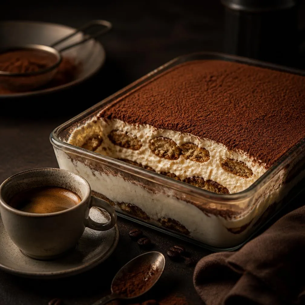 Tiramisù maison au cacao et espresso